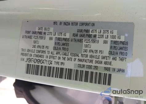 2021 Mazda Cx-5 Grand Touring from USA, damaged, VIN JM3KFADM9M0471104